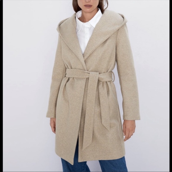 tan hooded coat